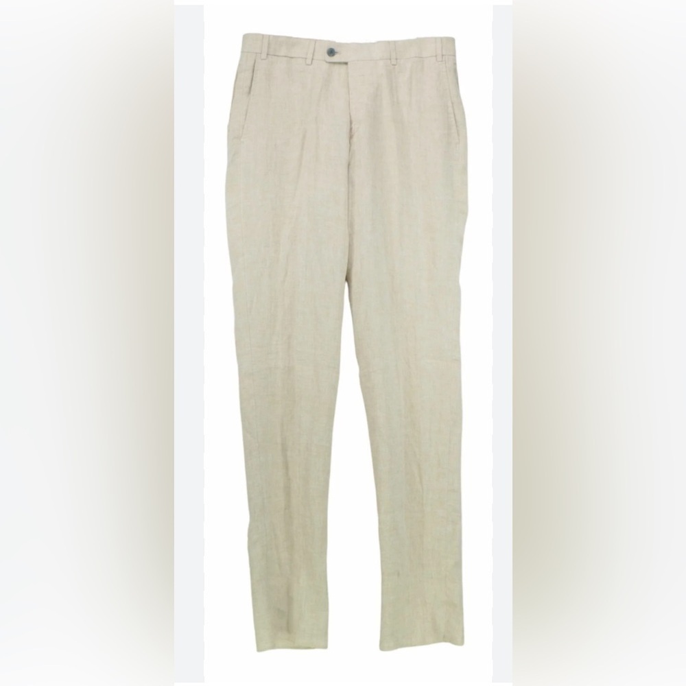 HILTL men’s contemporary fit linen blend pants NWOT size 54 raw hem
